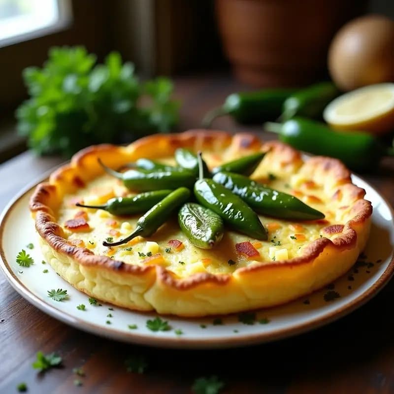 Tortilla de Coliflor y Patata con Pimientos del Padrón: Receta Gallega Sin Cebolla