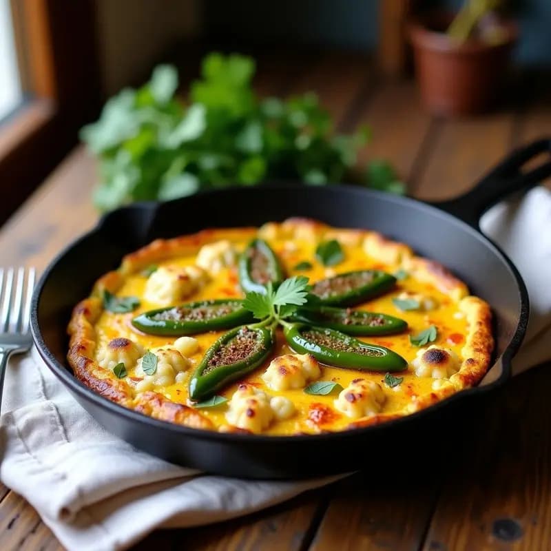 Tortilla de Coliflor y Pimientos del Padrón: Receta Vegana y Sin Gluten en Sartén