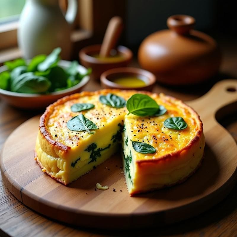 Tortilla de Patata con Espinacas y Queso de Cabra: Receta en Olla Superpuesta con Textura Cremosa