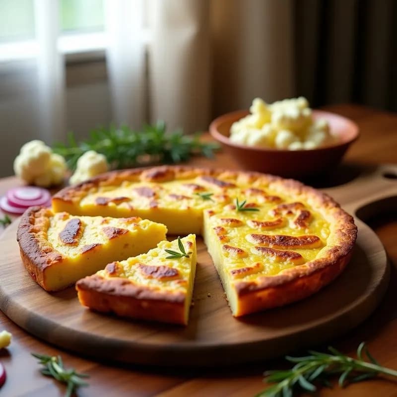 Tortilla de Patata Vegana con Coliflor: Receta al Horno Sin Huevo y Crujiente