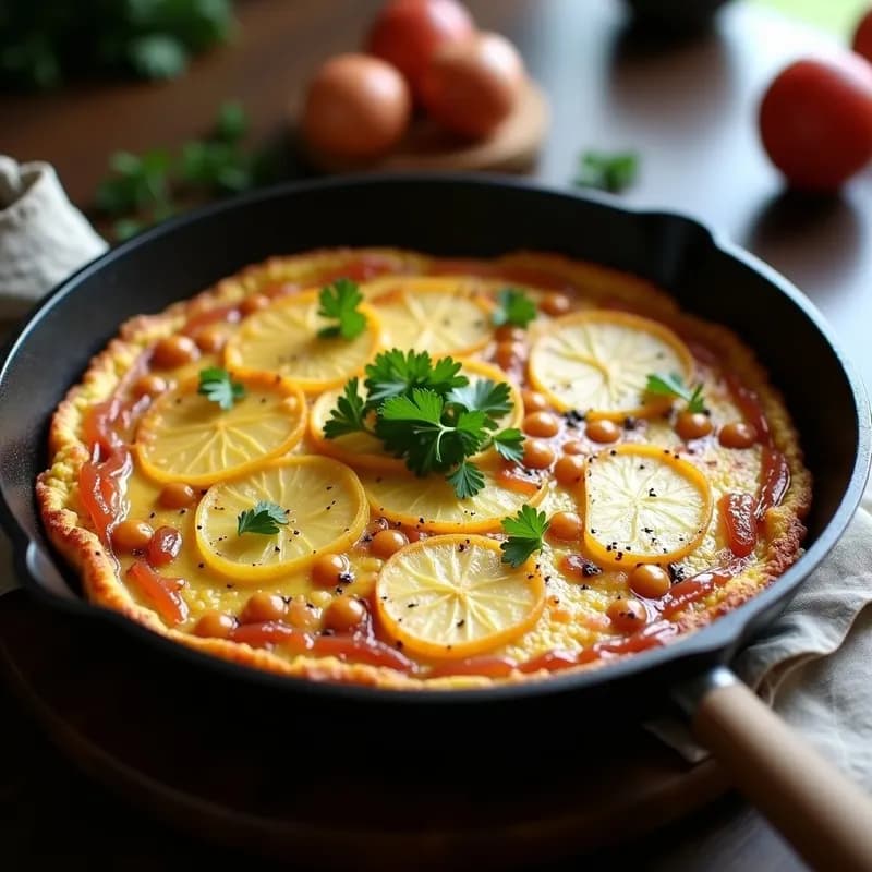 Tortilla de Patata Vegana con Garbanzos: Receta Sin Huevos en 20 Minutos
