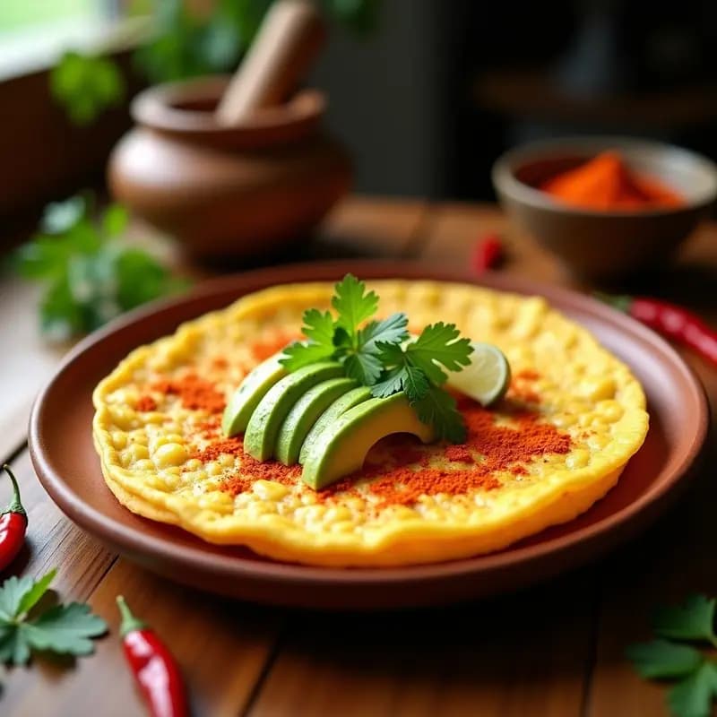 Tortilla de Elote con Chili en Polvo: Desayuno Mexicano Vegano y Sin Gluten