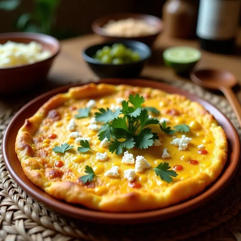 Tortilla de Elote Mexicana con Chilies Chipotle: Desayuno Tradicional y Sin Harina