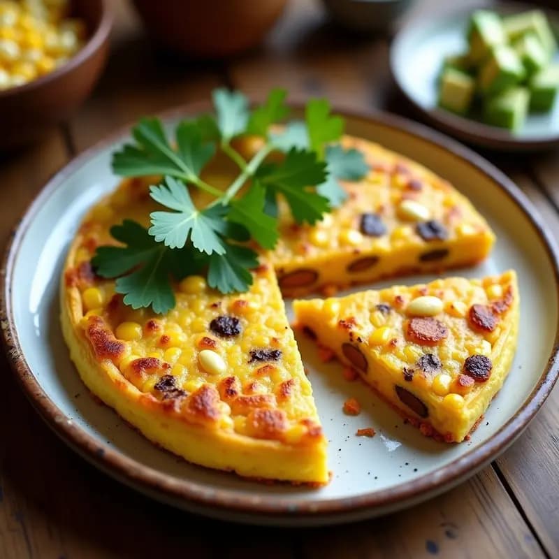 Tortilla de Elote con Chorizo Vegano: Desayuno Colombiano Alta en Proteínas