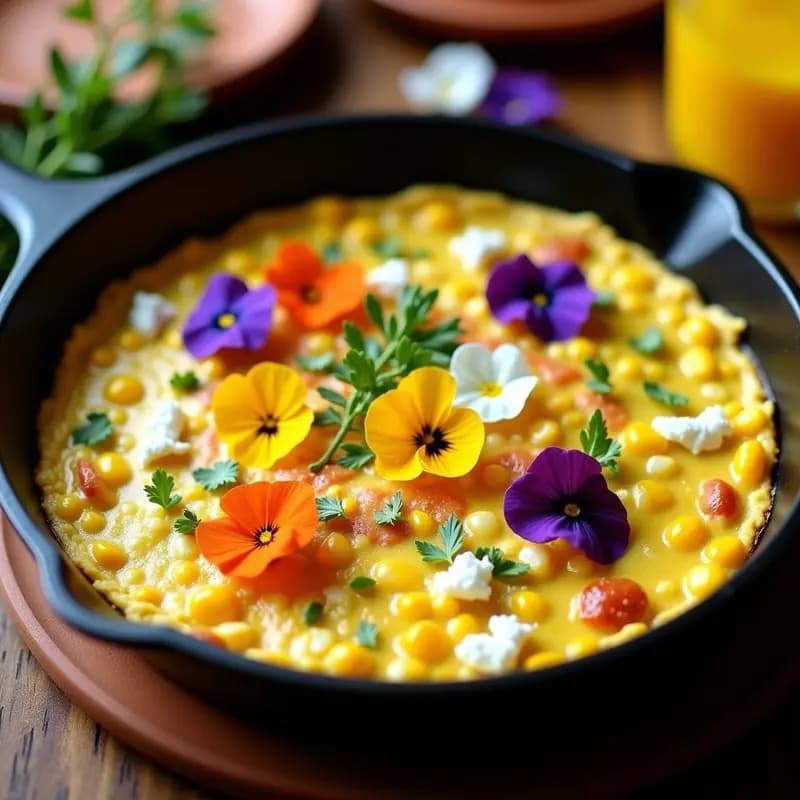 Tortilla de Elote y Florian: Revuelto Mexicano con Flores Comestibles