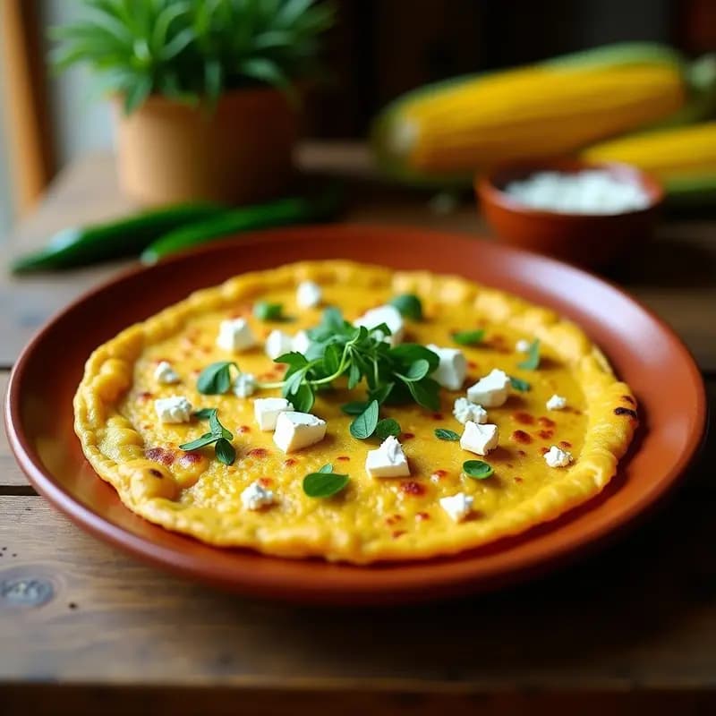 Tortilla de Elote con Queso de Cabra y Epazote: Receta Mexicana Vegetariana y Sin Harina