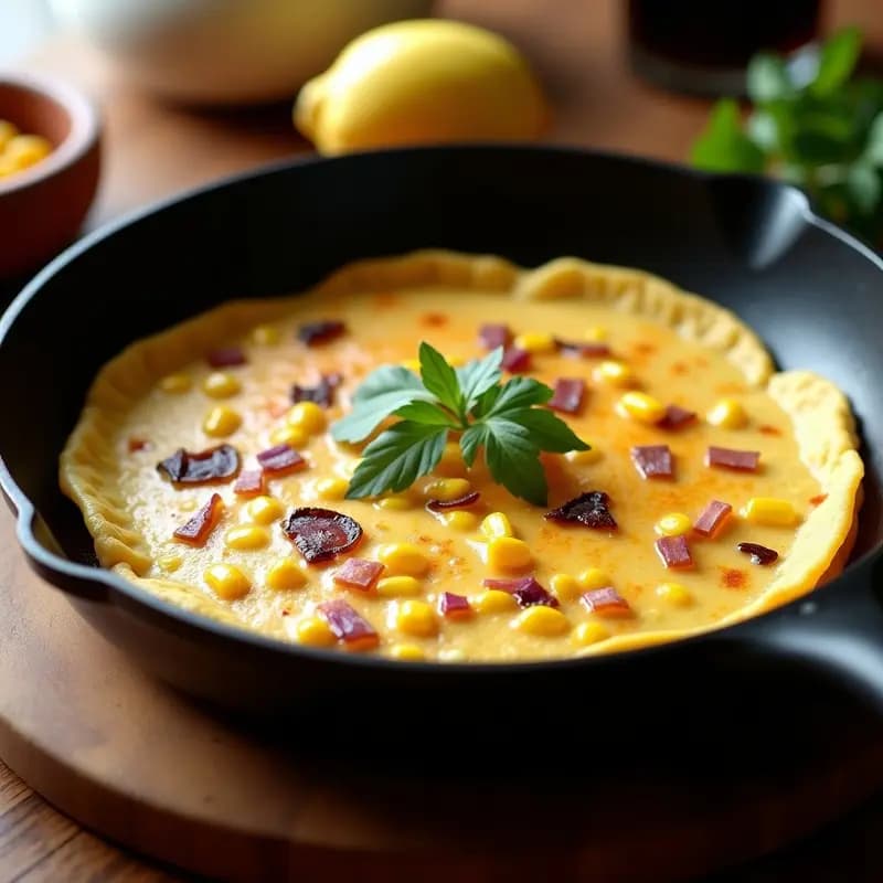 Tortilla de Elote y Queso Oaxaqueño: Desayuno Mexicano en Sartén Antiadherente
