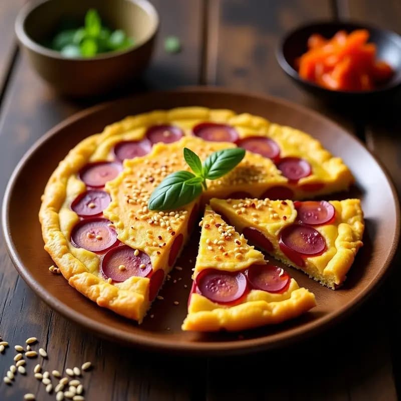 Tortilla Española de Batata Morada y Kimchi: Receta Fusion Coreana con Toque Probiótico