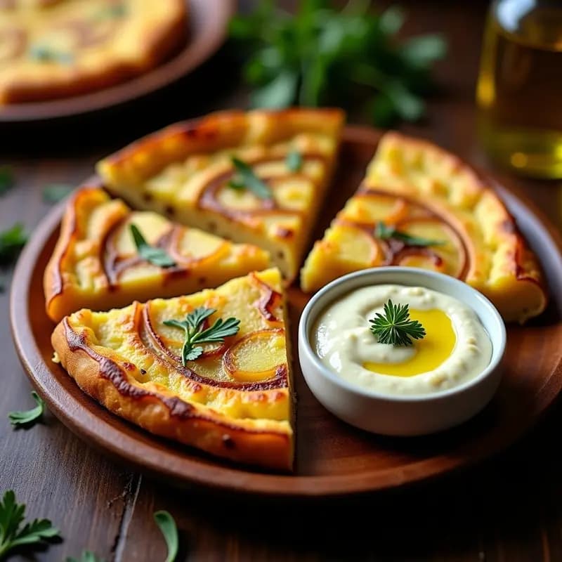 Tortilla Española Crujiente con Alioli Trufado: Receta Gourmet en 25 Minutos