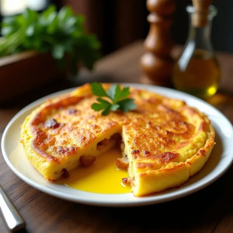 Tortilla de Patatas Crujiente: Receta Tradicional con Exterior Dorado y Centro Líquido