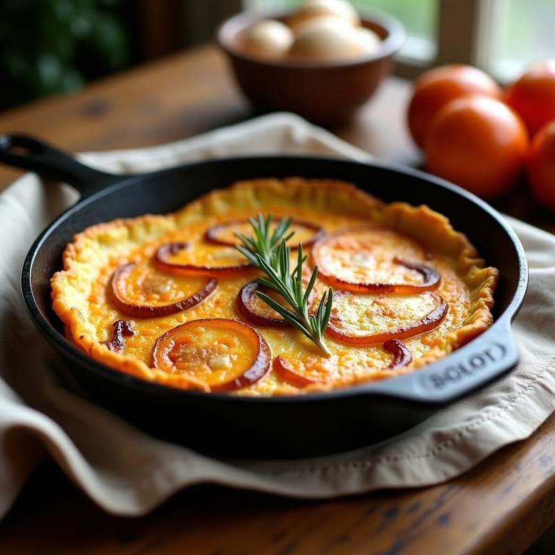 Tortilla Española de Batata y Cebolla Caramelizada: Receta Alta en Fibra y Sin Lactosa