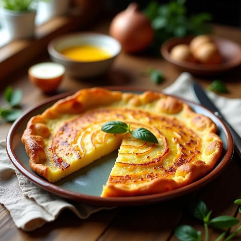 Tortilla Española en Ollas Superpuestas: Receta Tradicional con Exterior Crujiente y Centro Meloso