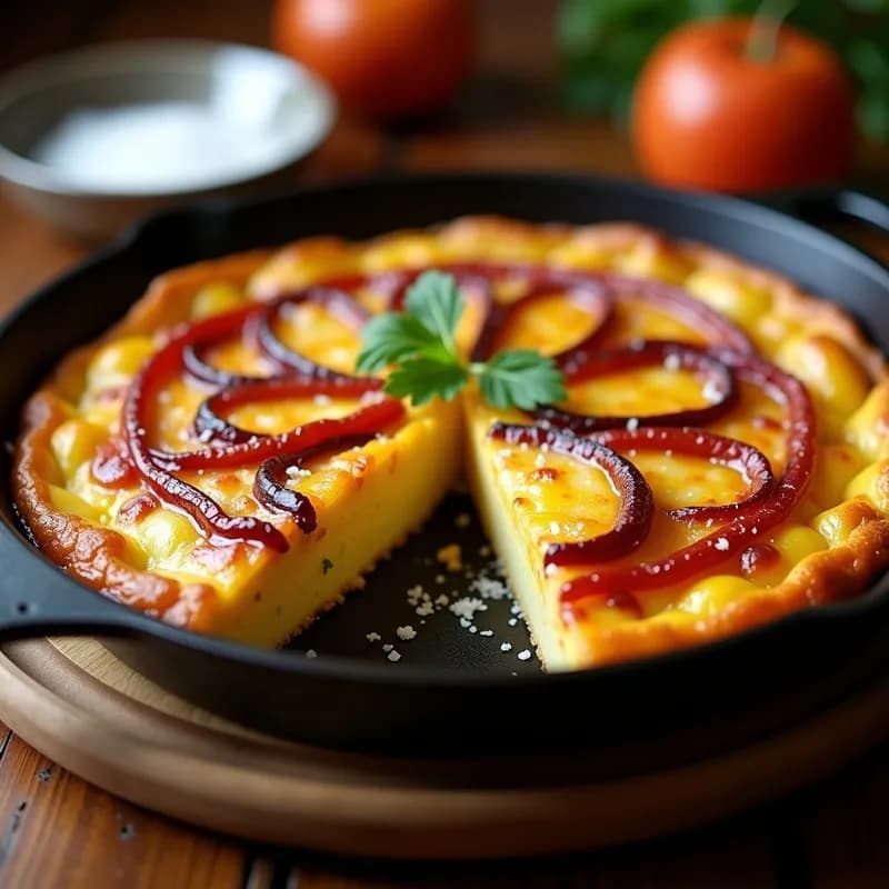 Tortilla Española con Pimiento Ahumado: Receta Tradicional y Esponjosa en Sartén