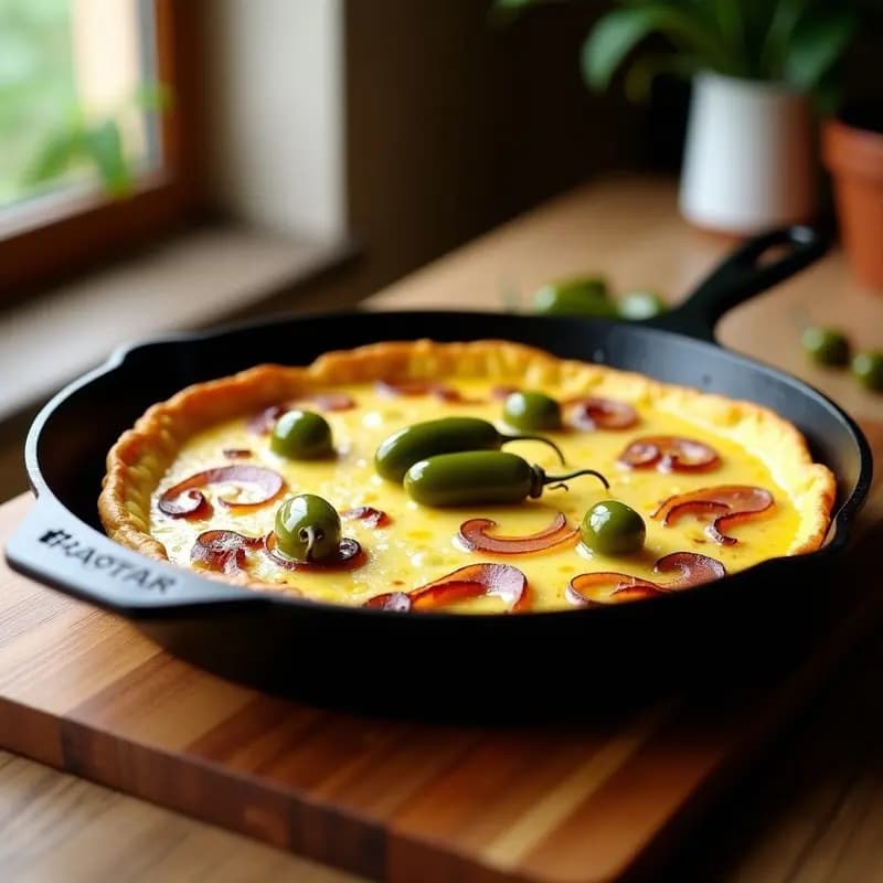 Tortilla Española con Pimientos de Padrón y Cebolla Caramelizada: Desayuno Sin Gluten