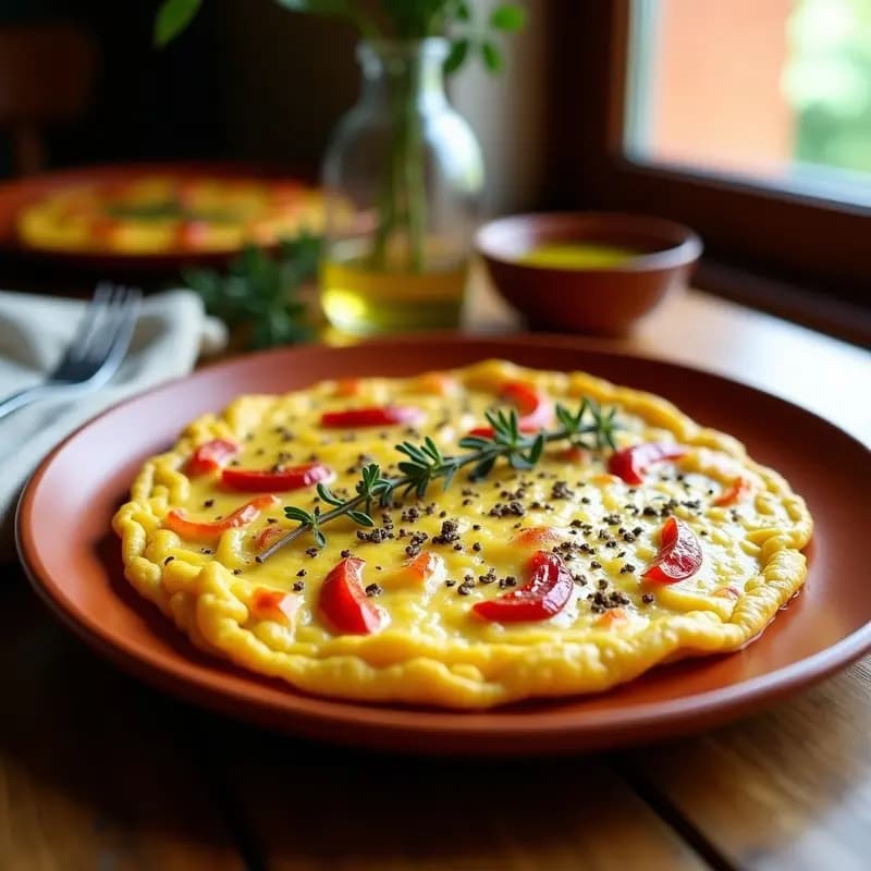 Tortilla Española con Zaatar y Pimientos Asados: Receta Única con Toque Oriental en 20 Minutos