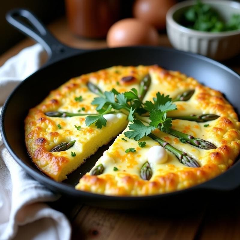 Tortilla de Espárragos Blancos y Queso de Almendras: Receta en Sartén Sin Lactosa