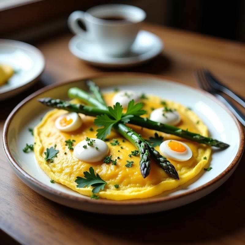 Tortilla de Espárragos Trinchetes y Huevos de Codorniz: Desayuno Gourmet en 10 Minutos