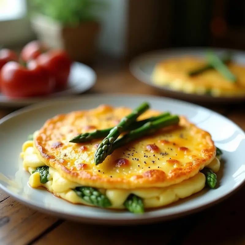 Tortilla de Espárragos Trigueros y Huevo de Pato: Desayuno Gourmet con Toque Francés