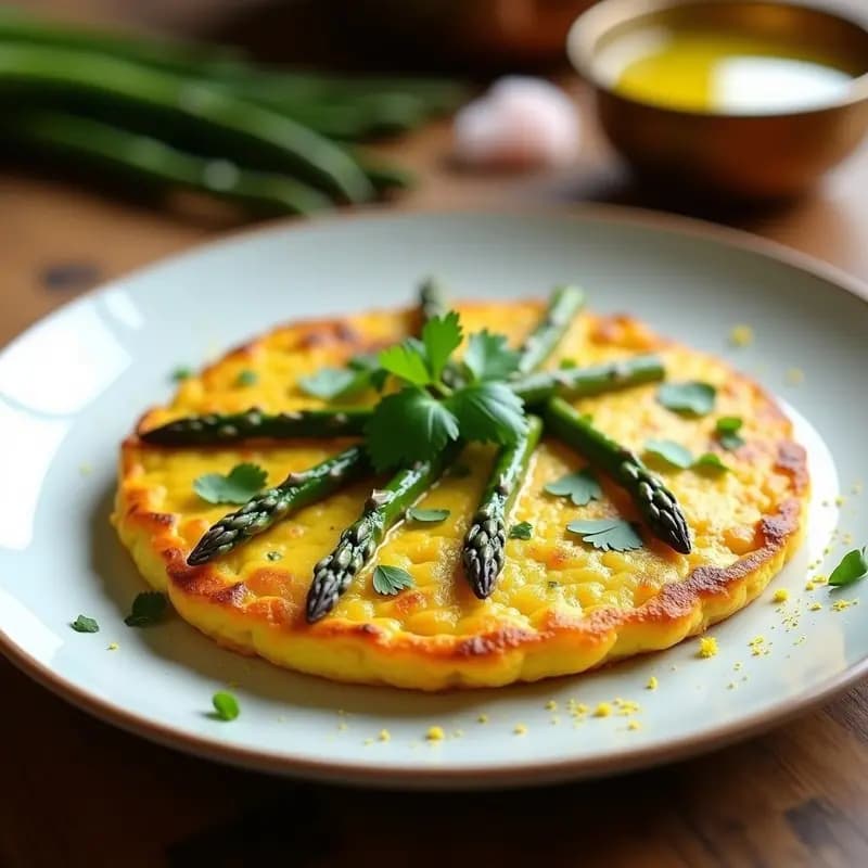 Tortilla de Espárragos Trinchados con Jengibre y Cúrcuma: Desayuno Indio Keto