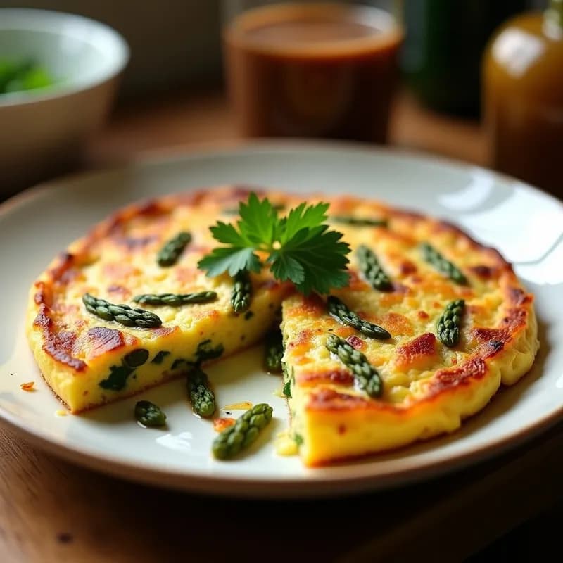 Tortilla de Espárragos y Panceta Ahumada: Receta en Airfryer Sin Aceite y Ultraesponjosa