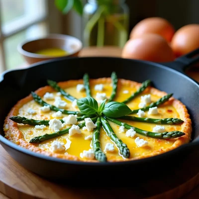 Tortilla de Espárragos y Queso de Cabra: Desayuno Francés Sin Gluten y Alta en Proteína