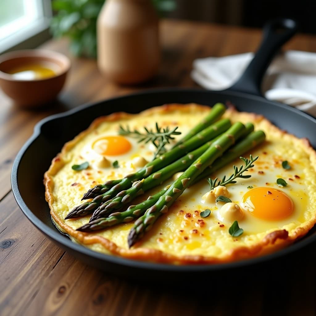 Tortilla de Espárragos Tragos y Queso de Oveja: Desayuno Francés en Sartén Antiadherente