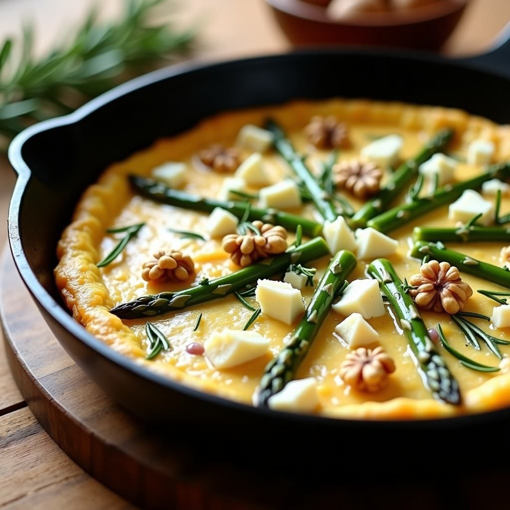 Tortilla de Espárragos Trigueros y Gorgonzola: Receta Italiana Keto en Sartén