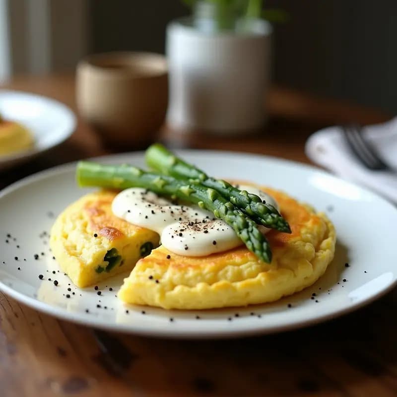Tortilla de Espárragos Blancos y Trufa con Bechamel de Avena: Receta Keto Sin Lácteos