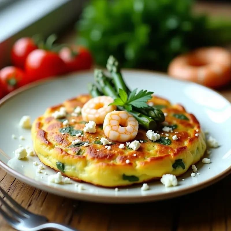 Tortilla de Espárragos Verdes y Gambas: Receta en Airfryer Sin Aceite y Crujiente
