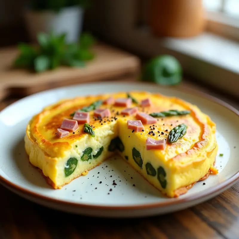Tortilla de Espárragos Verdes y Jamón York: Receta Ligera para Cena Rápida