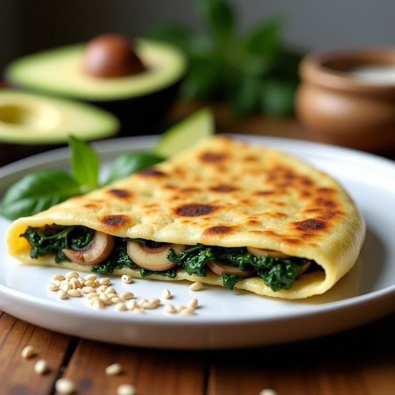 Tortilla de Espinacas y Champiñones Keto: Receta Sin Harina y Alta en Proteína