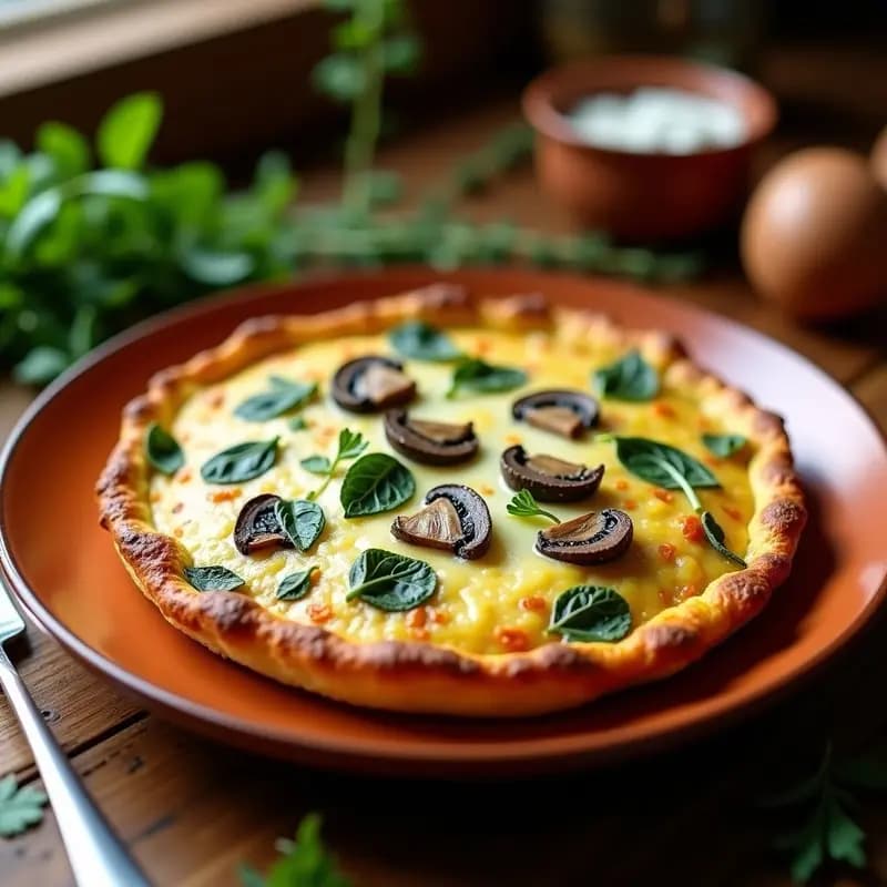 Tortilla de Espinacas y Champiñones con Queso de Cabra: Receta Española para Desayuno o Cena