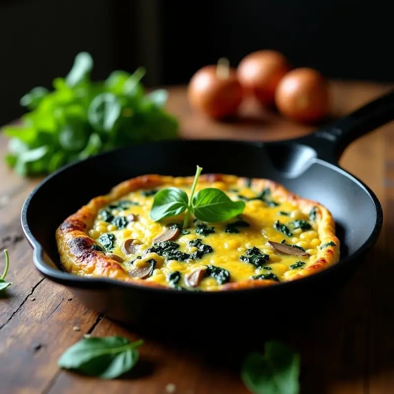 Tortilla de Espinacas y Champiñones: Receta Fácil en Sartén Antiadherente y Sin Lactosa