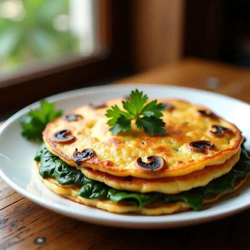 Tortilla de Espinacas y Champiñones Vegana: Receta Sin Huevo y Alta en Proteínas