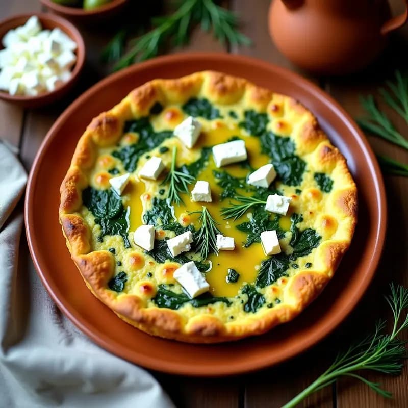 Tortilla de Espinacas y Feta con Base de Coliflor: Desayuno Griego Keto