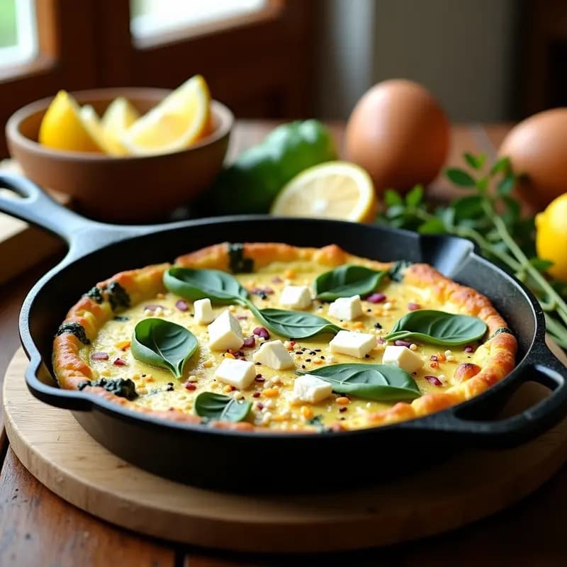 Tortilla de Espinacas y Feta: Desayuno Griego Rápido y Alto en Proteína