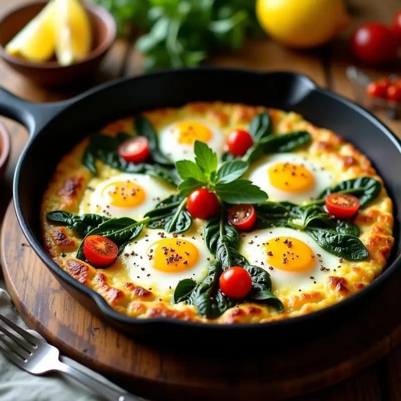 Tortilla de Espinacas y Queso Halloumi: Desayuno Griego en Sartén Sin Aceite