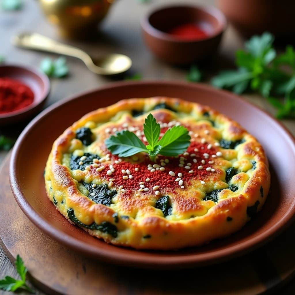 Tortilla de Espinacas y Harina de Altramuz con Toque de Sumac: Desayuno Sirio Sin Gluten