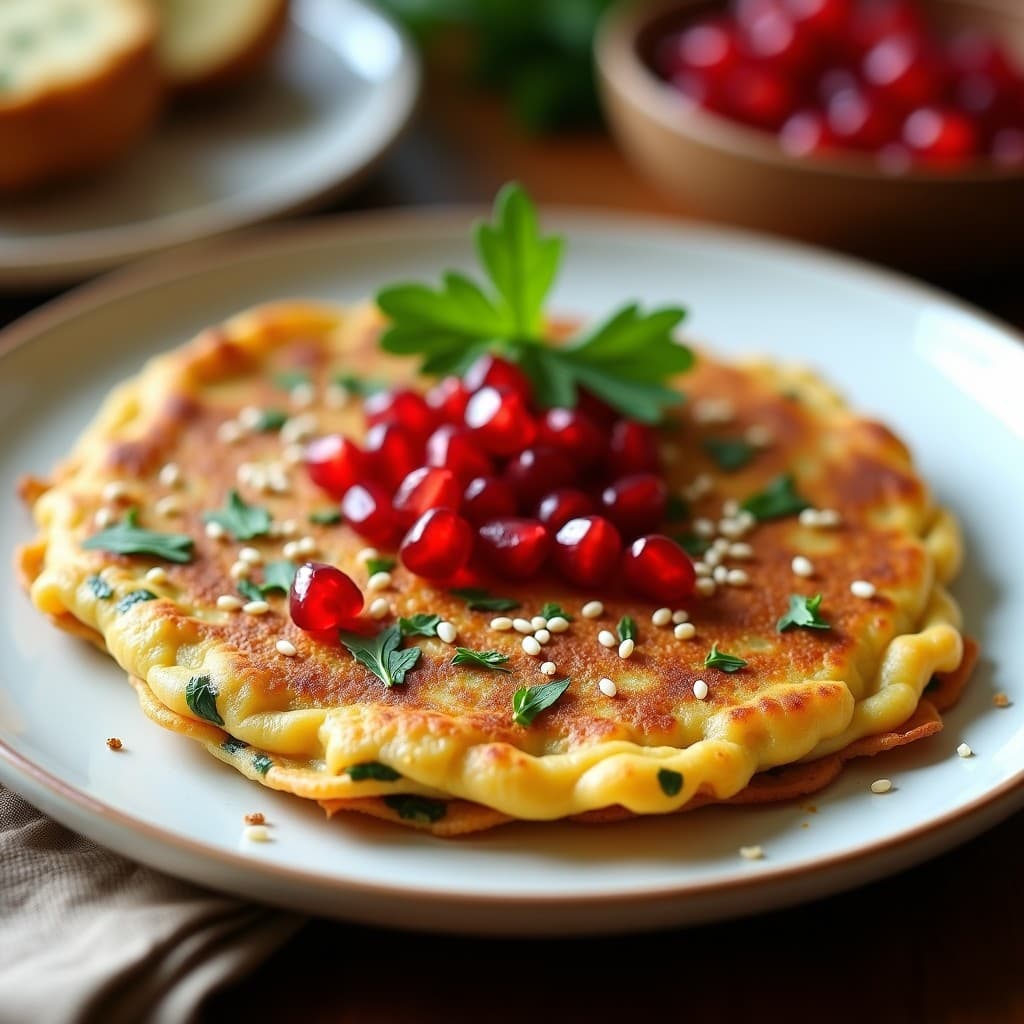 Tortilla de Espinacas y Harina de Garbanzo con Topping de Granada: Receta Española Sin Lactosa en Airfryer