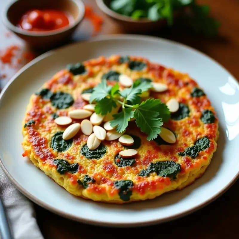 Tortilla de Espinacas y Harissa: Desayuno Tunecino Picante y Sin Lactosa
