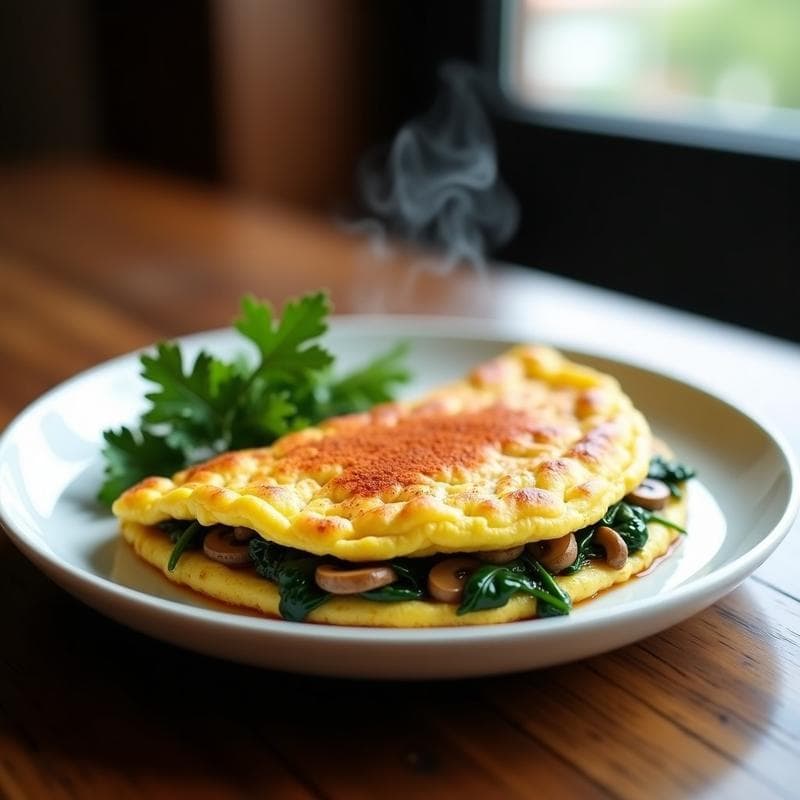 Tortilla de Espinacas y Hongo Ostra: Receta Umami en 15 Minutos con Toque Crujiente