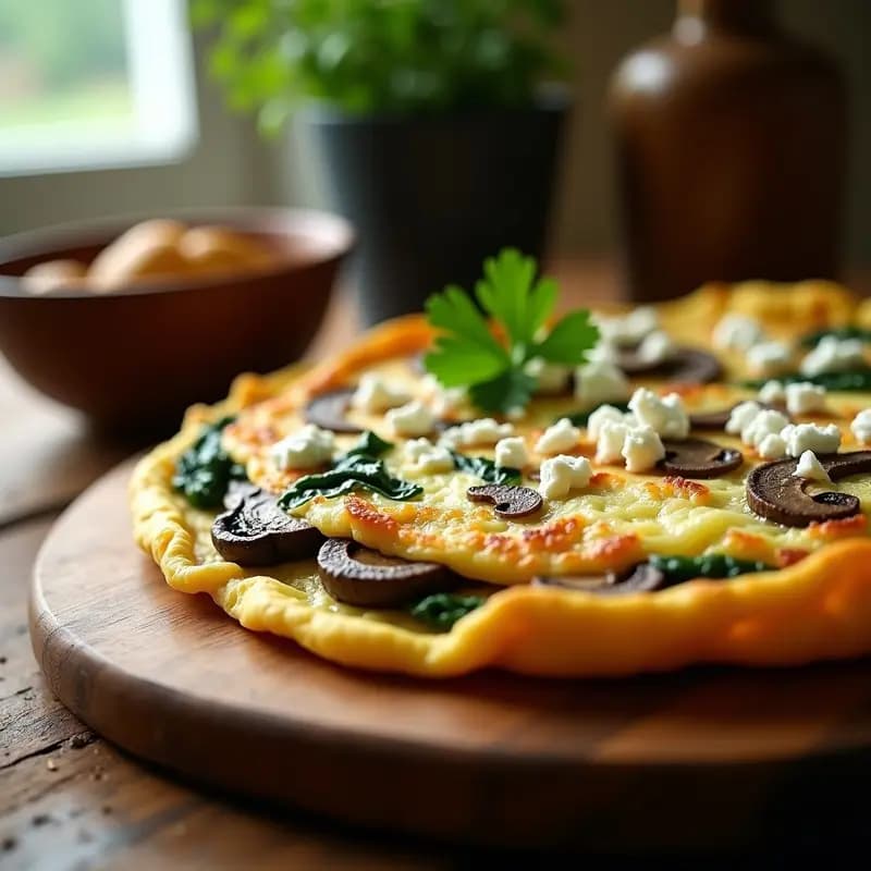 Tortilla de Espinacas y Hongo Portobello: Receta Keto en Airfryer en 15 Minutos
