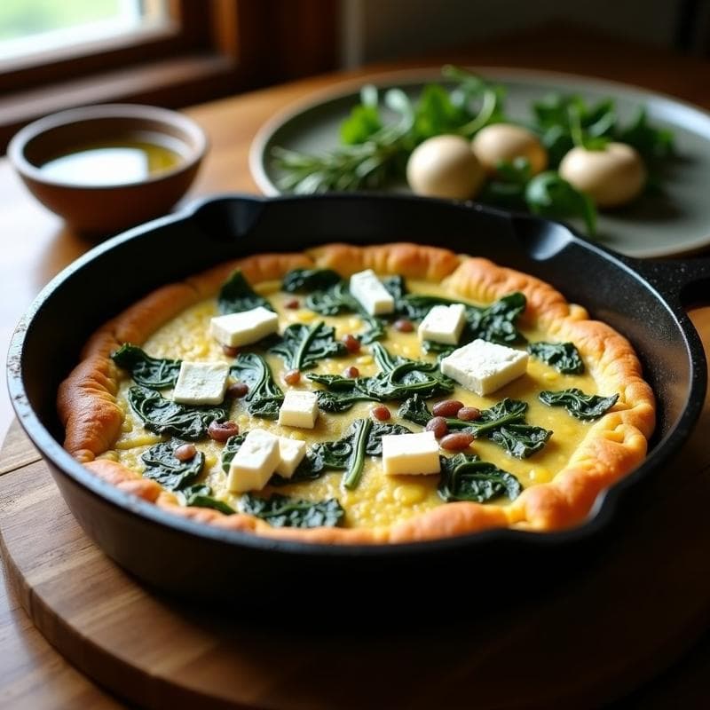 Tortilla de Espinacas y Hongos Ahumados: Receta Sin Horno Alta en Hierro en 15 Minutos