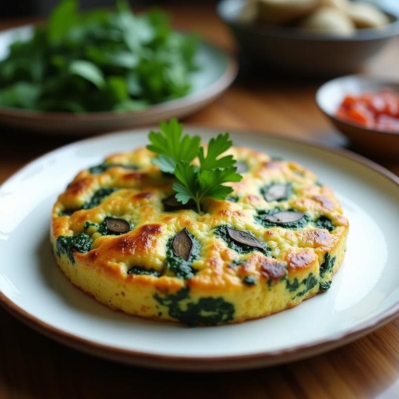 Tortilla Vegana de Espinacas y Hongos en Airfryer: Receta Ultraesponjosa y Sin Lácteos