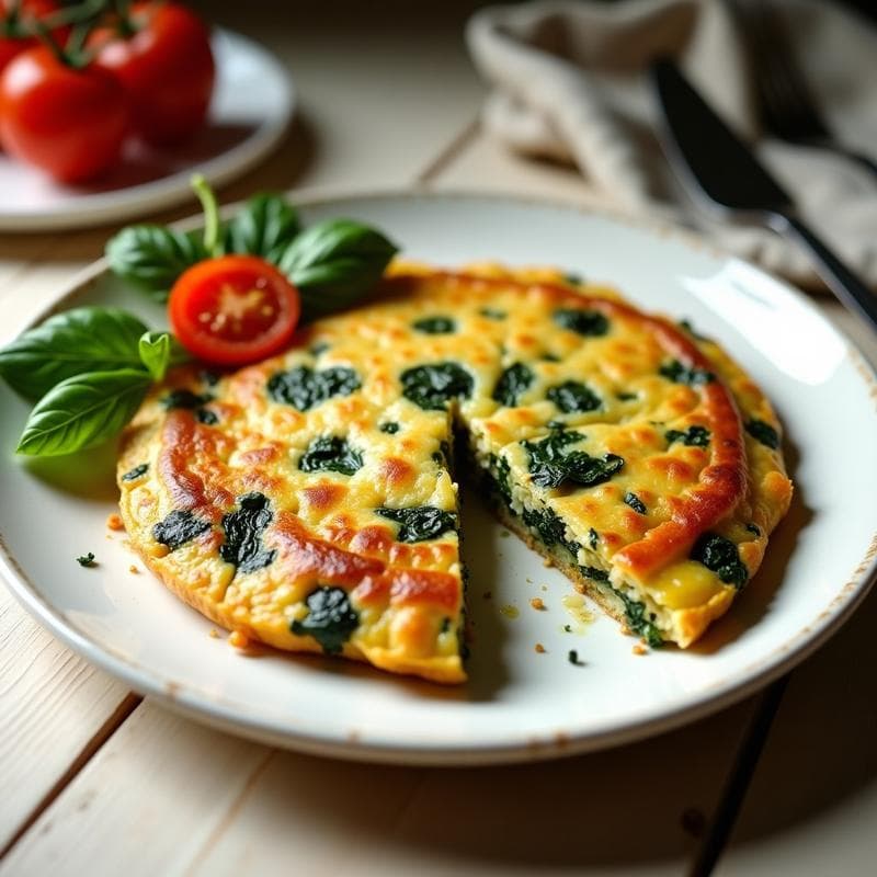 Tortilla de Espinacas y Hongos: Receta Fácil y Esponjosa en Airfryer en 15 Minutos