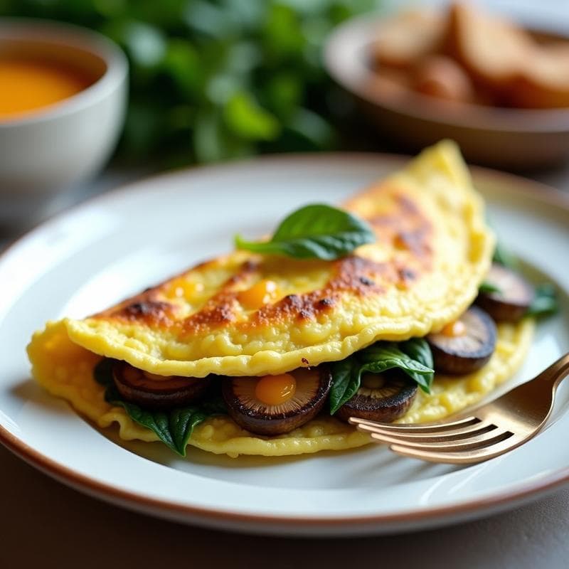 Tortilla de Espinacas y Hongos Keto: Receta Baja en Carbohidratos en 15 Minutos