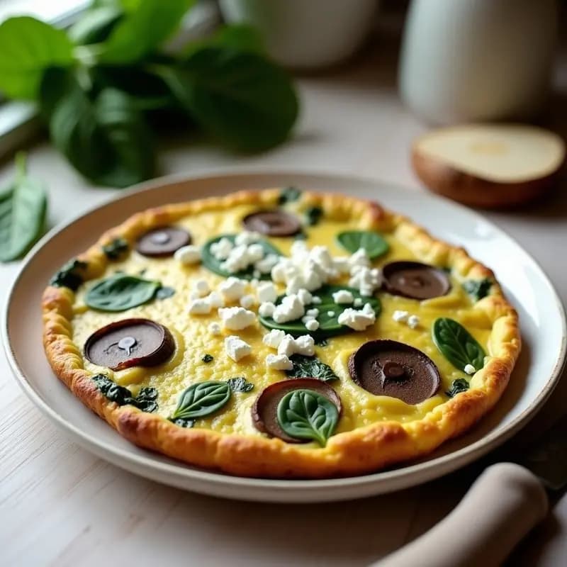 Tortilla de Espinacas y Hongos Portobello: Receta en Olla Lenta para Cenas Saludables