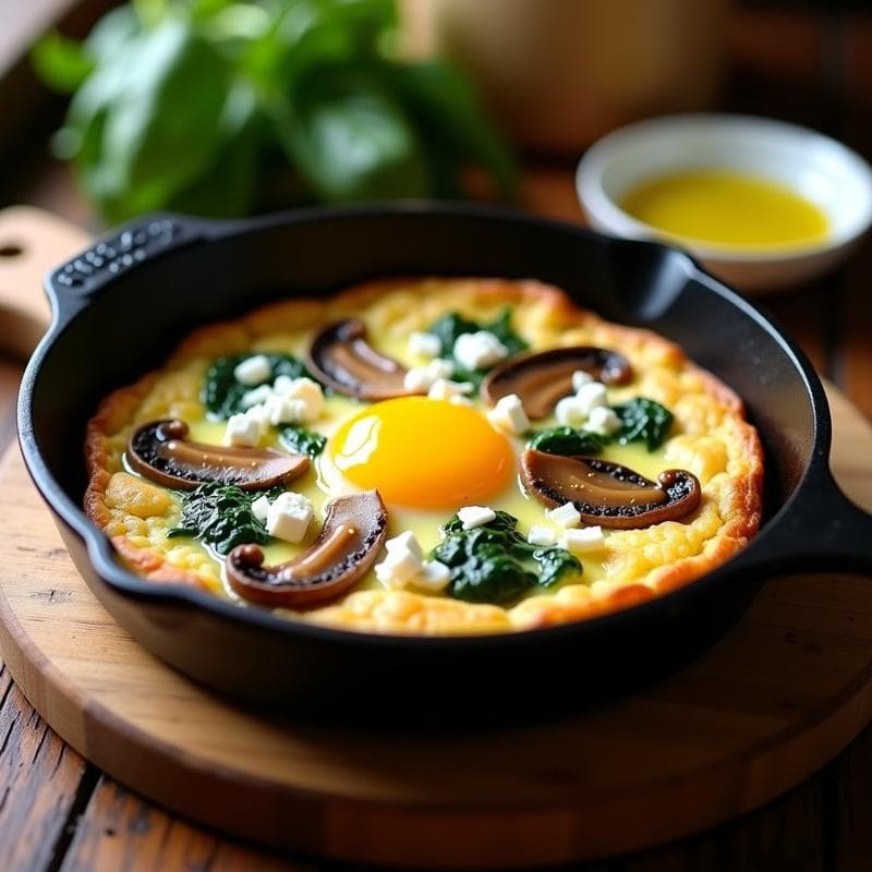 Tortilla de Espinacas y Hongos Ostras: Receta en Airfryer con Textura Crujiente y Yema Líquida