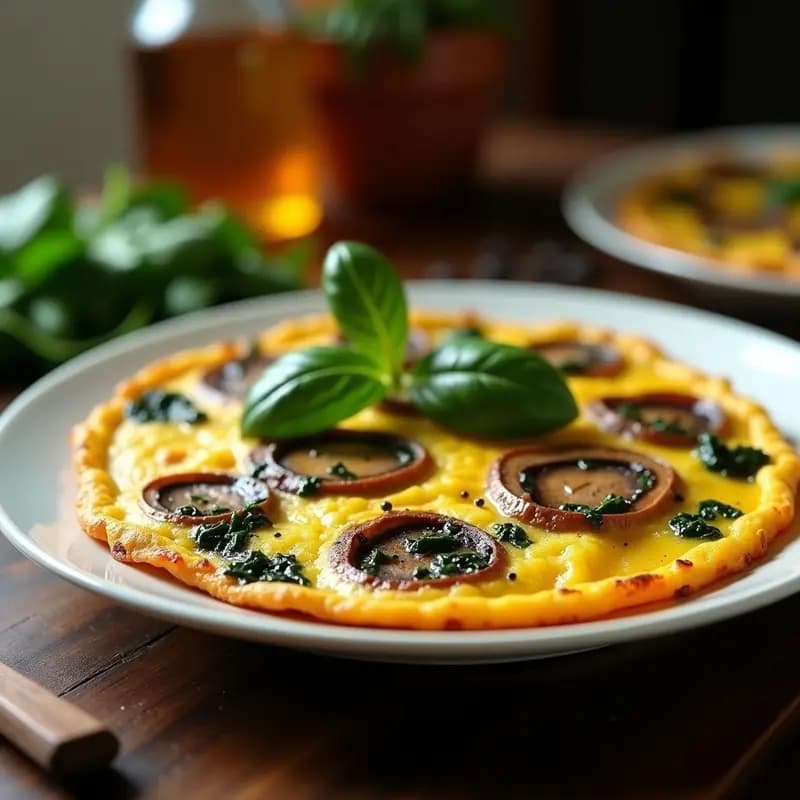 Tortilla de Espinacas y Hongos Portobello: Receta en Sartén Antiadherente sin Aceite