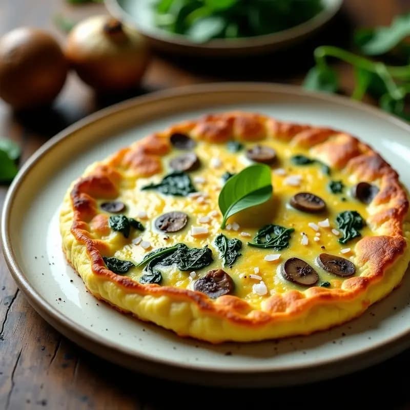 Tortilla de Espinacas y Hongos: Receta en Sartén de Piedra para Cenar en 15 Minutos